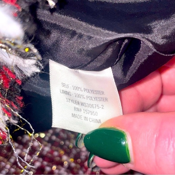 NWT Tartan Plaid Tweed Mini Skirt Womens Large Metallic Ruffle Drop Waist Frayed - Picture 15 of 16